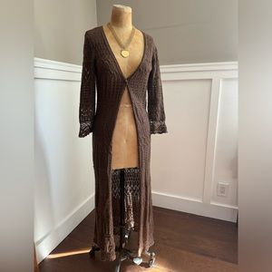 RALPH LAUREN: BrownSweater Knit Open Duster size: Small